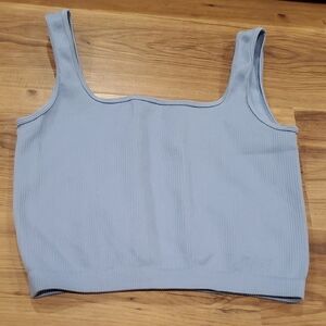 Sky Blue Ribbed Crop Top